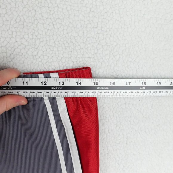 Vintage Nike Basketball Shorts Mens Small Gray Red Striped Ribbed Dri Fit 90s - Picture 5 of 8